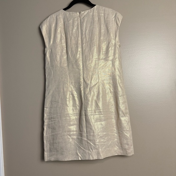 J. Crew Gold Sheath Mini Dress Crew Neck Sleeveless - Picture 6 of 13